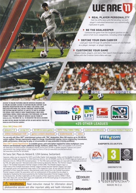 Fifa 11 - Microsoft Xbox 360 (Electronic Arts - 1-4) video game collectible [Barcode 5030937092347] - Main Image 2