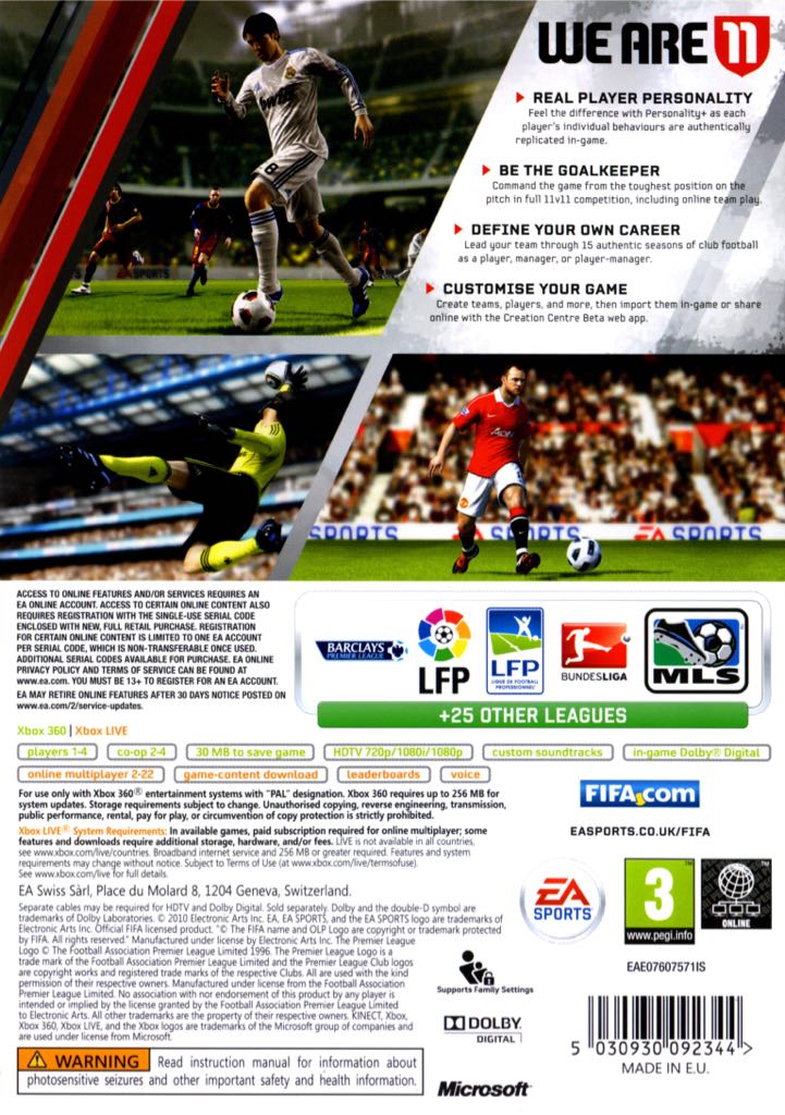 Fifa 11 - Microsoft Xbox 360 (EA - 4) video game collectible [Barcode 5030940092341] - Main Image 2