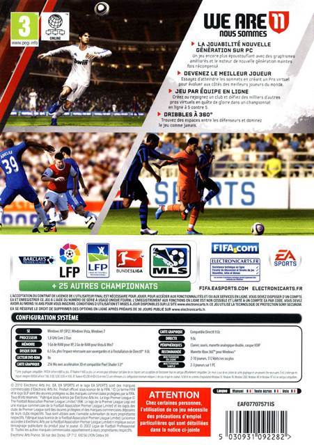 Fifa 11 - Microsoft Xbox 360 (Electronic Arts) video game collectible [Barcode 799007790297] - Main Image 2