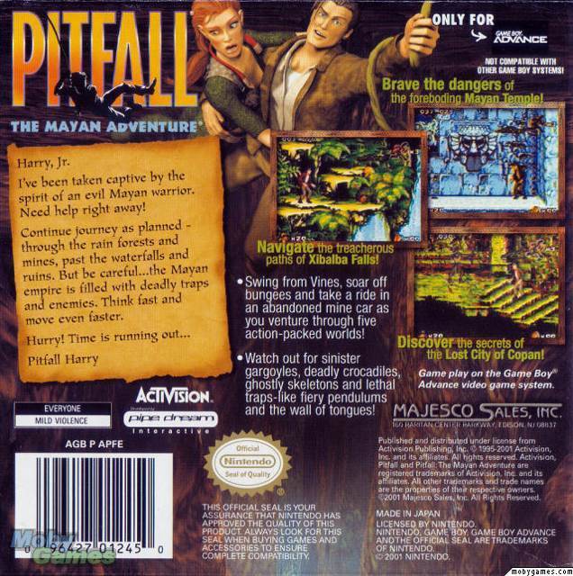 Pitfall: The Mayan Adventure - Nintendo Game Boy Advance (GBA) (Majesco - 1) video game collectible [Barcode 4005209030496] - Main Image 2