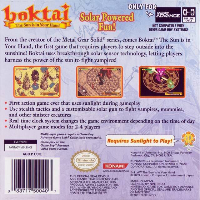 Boktai: The Sun is in Your Hand - Nintendo Game Boy Advance (GBA) (Konami - 1) video game collectible [Barcode 4012927080511] - Main Image 2