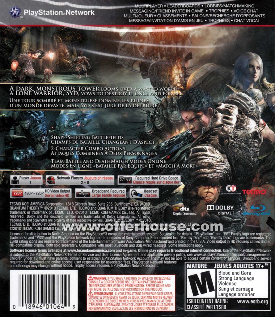 Quantum Theory - Sony PlayStation 3 (PS3) (Tecmo - 1) video game collectible [Barcode 5060073307142] - Main Image 2