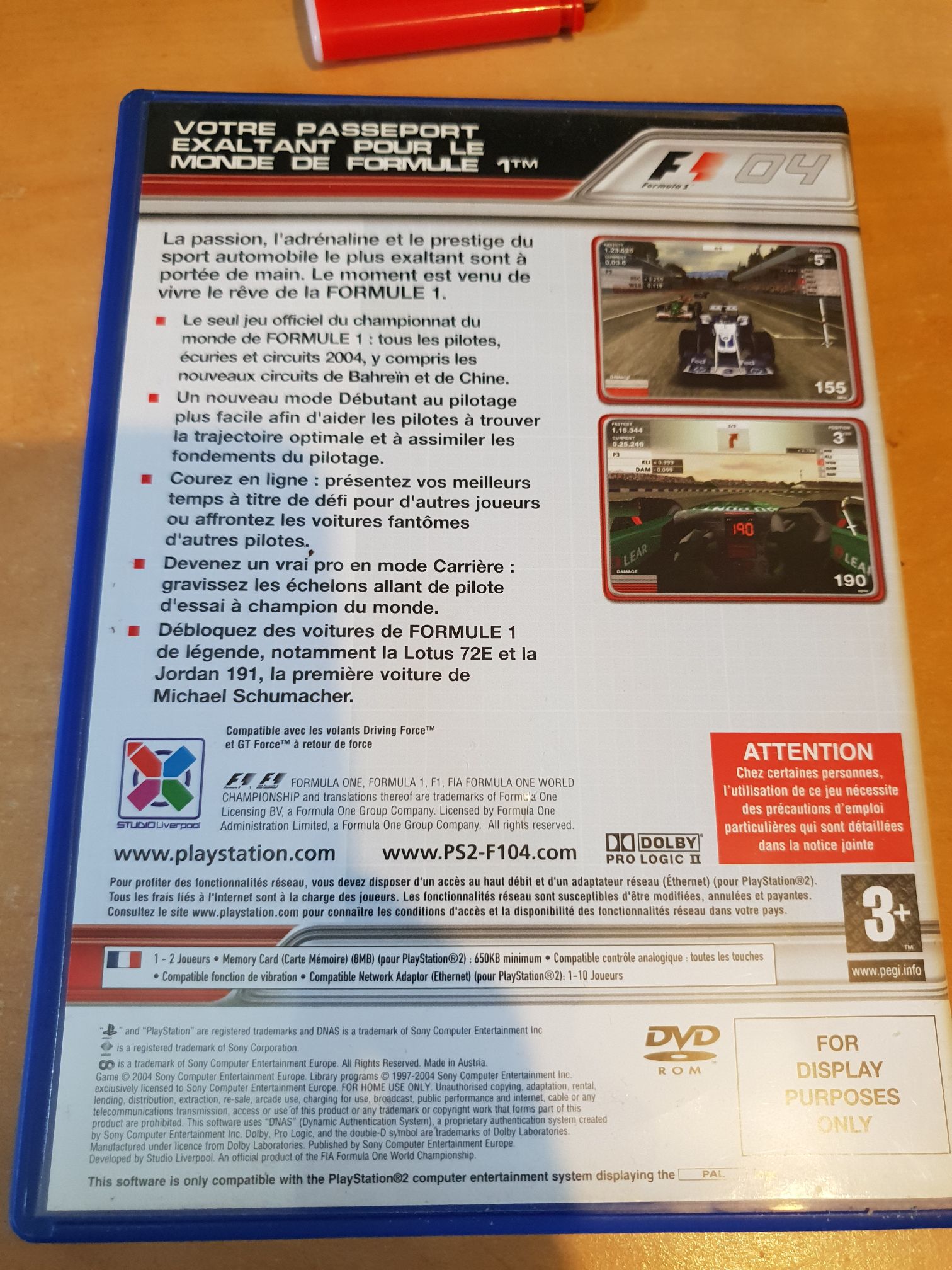 F1 04 - Sony PlayStation 2 (PS2) (Sony Computer Entertainment - 1-2) video game collectible [Barcode 711719637158] - Main Image 2