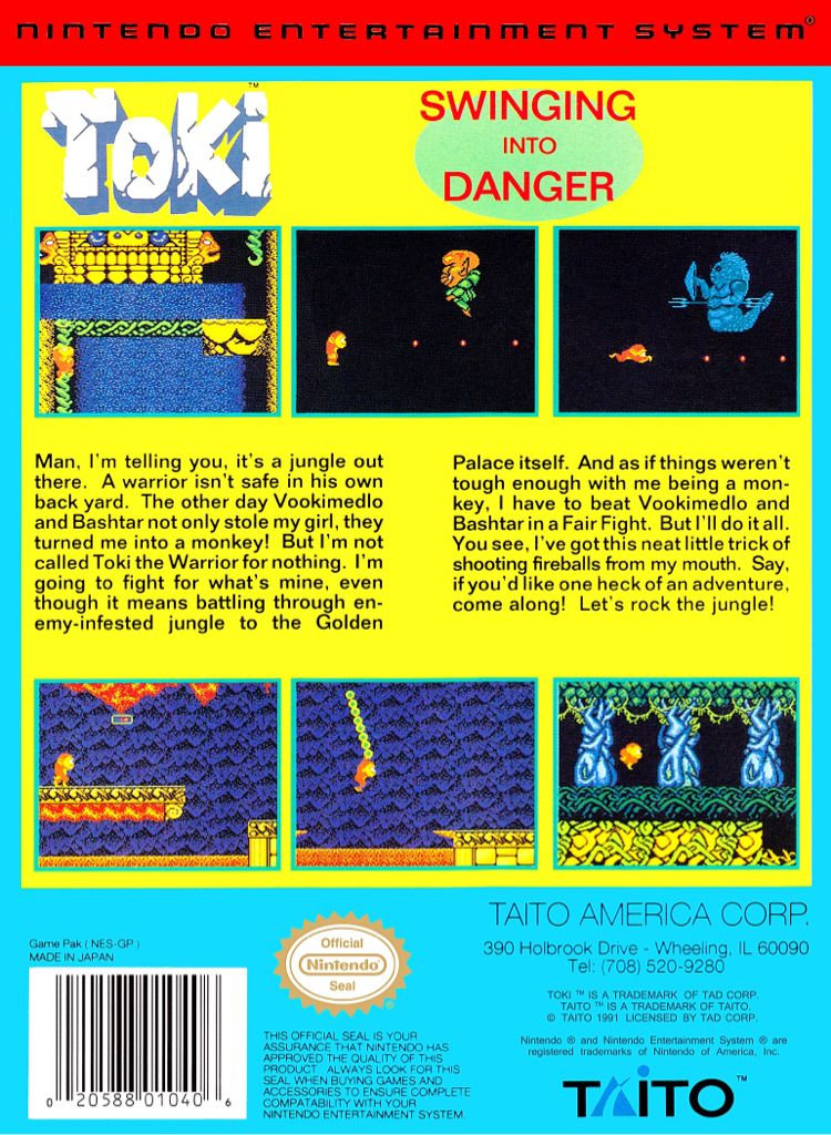 Toki - Nintendo Entertainment System (NES) (Taito - 1) video game collectible [Barcode 020588010406] - Main Image 2