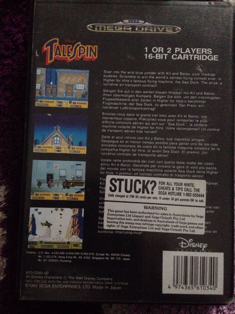 Talespin - Sega Mega Drive (Disney Interactive Studios - 2) video game collectible [Barcode 4974365610340] - Main Image 2