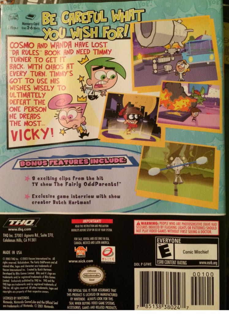 The Fairly OddParents! Breakin Da Rules - Nintendo GameCube video game collectible - Main Image 2