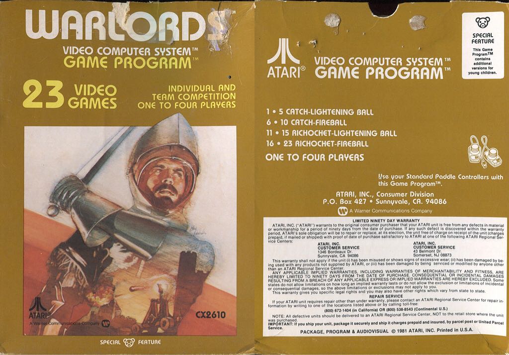 Warlords - Atari 2600 (Atari Inc. - 1-4) video game collectible - Main Image 2