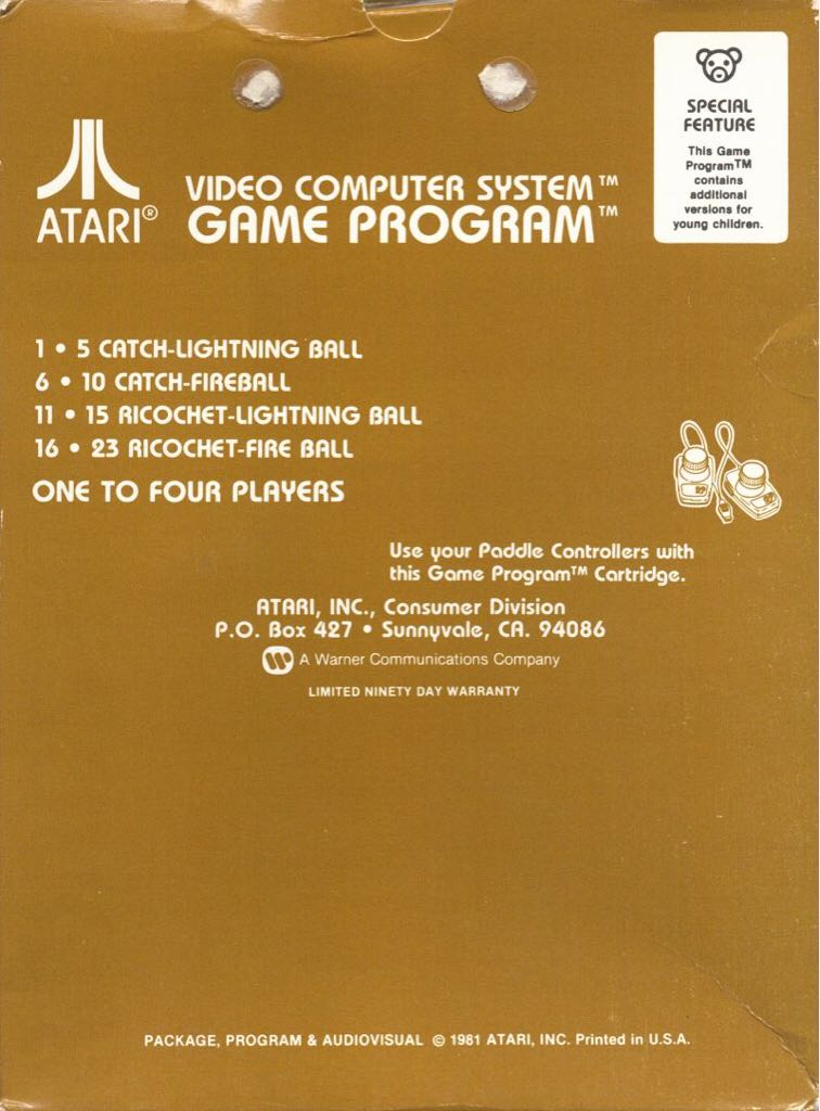 Warlords - Atari 2600 (Sears Roebuck and Co. - 4) video game collectible - Main Image 2