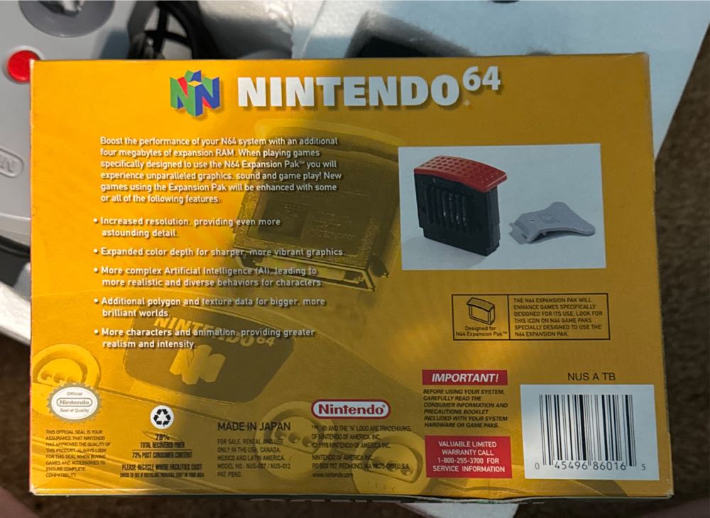 Expansion Pack - Nintendo 64 (N64) (Nintendo) video game collectible [Barcode 045496860165] - Main Image 3