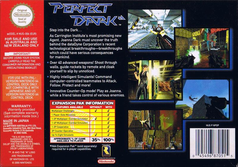 Perfect Dark - Nintendo 64 (N64) (1-4) video game collectible - Main Image 2