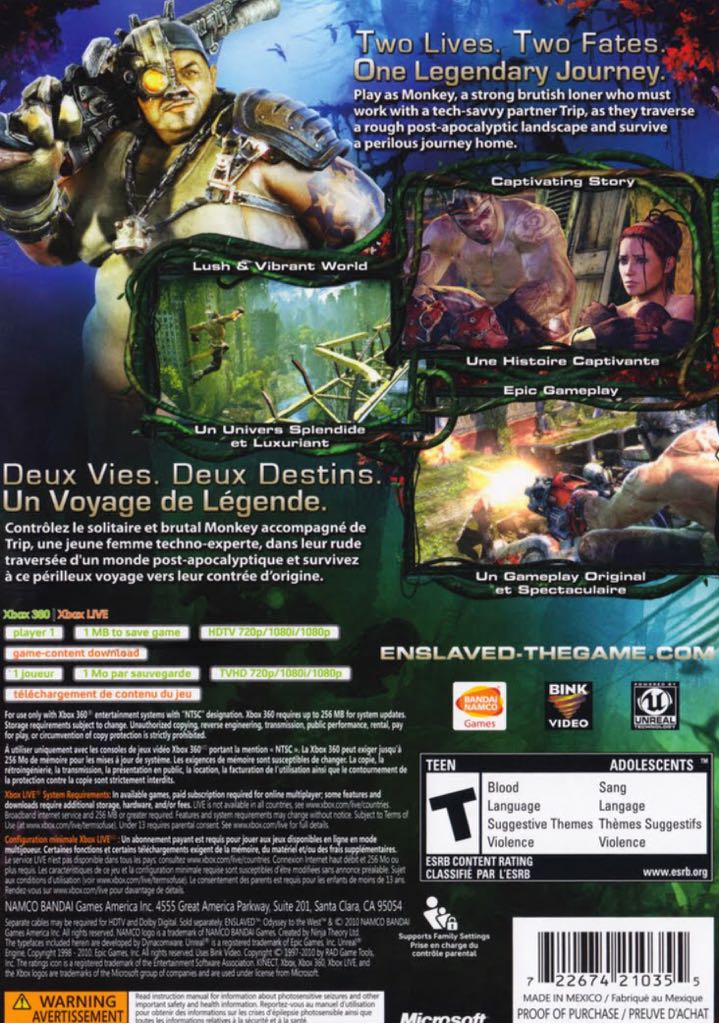 Enslaved: Odyssey To The West - Microsoft Xbox 360 (Namco Bandai Games - 1) video game collectible [Barcode 3700577001192] - Main Image 2