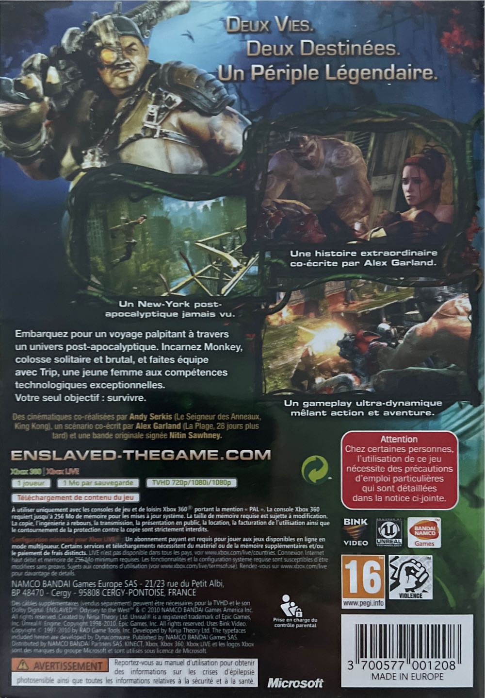 Enslaved: Odyssey To The West - Microsoft Xbox 360 (Namco - 1) video game collectible [Barcode 3700577001208] - Main Image 2