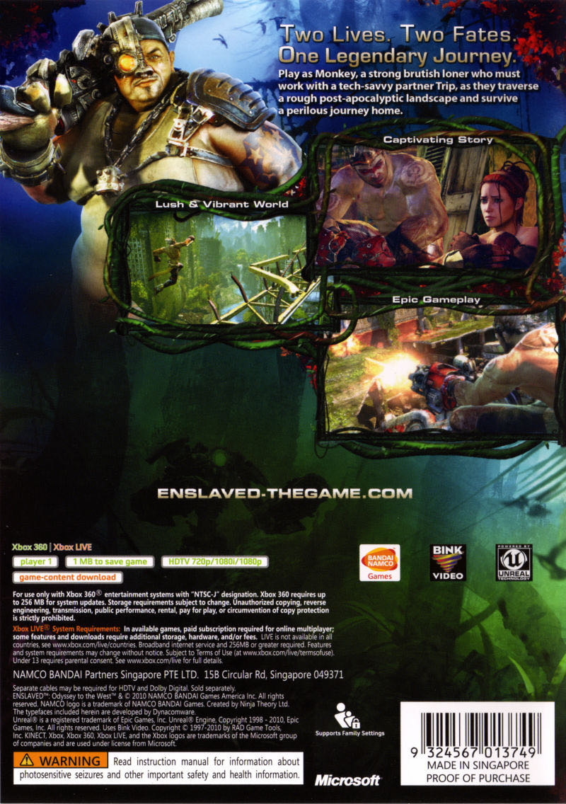 Enslaved: Odyssey To The West - Microsoft Xbox 360 (Bandai Namco Entertainment - 1) video game collectible [Barcode 4012160020619] - Main Image 2