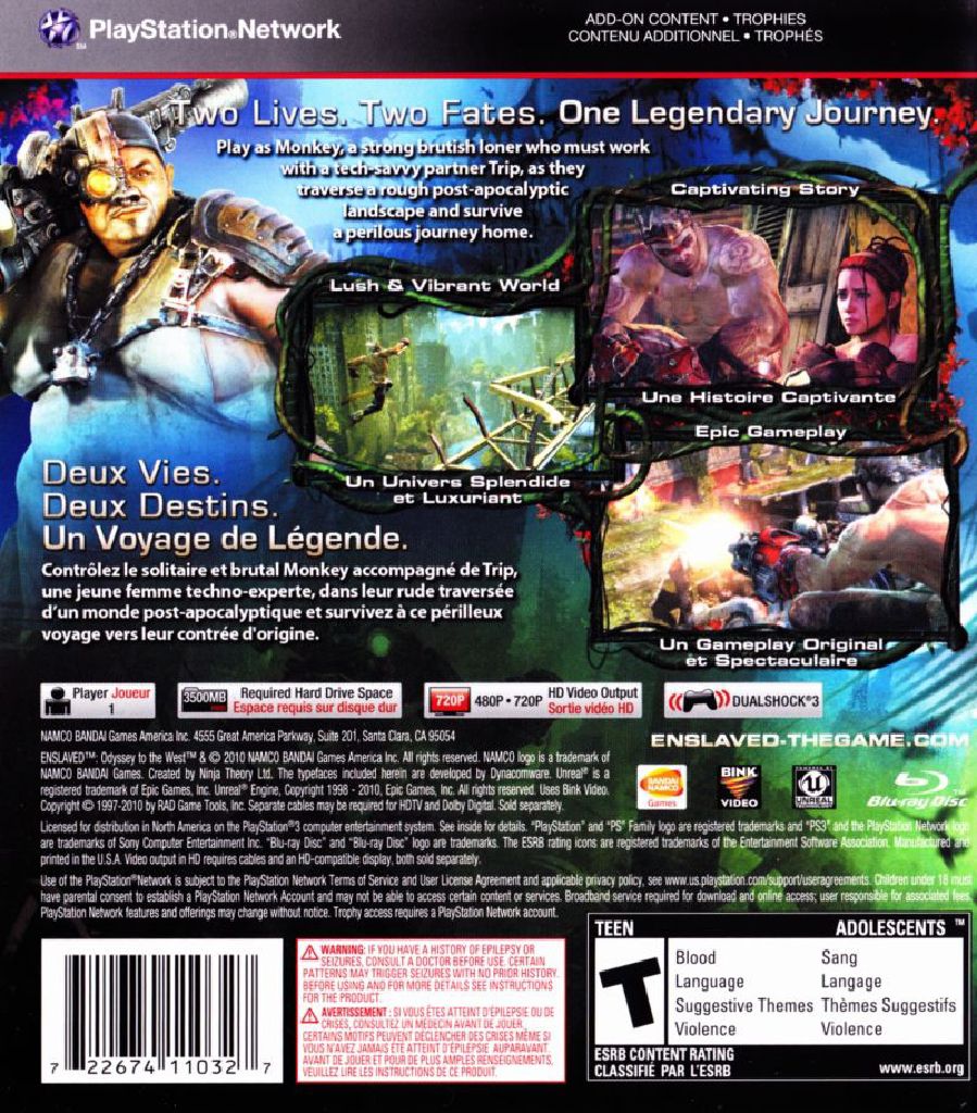 Enslaved: Odyssey To The West - Sony PlayStation 3 (PS3) (Namco) video game collectible [Barcode 799007777700] - Main Image 2