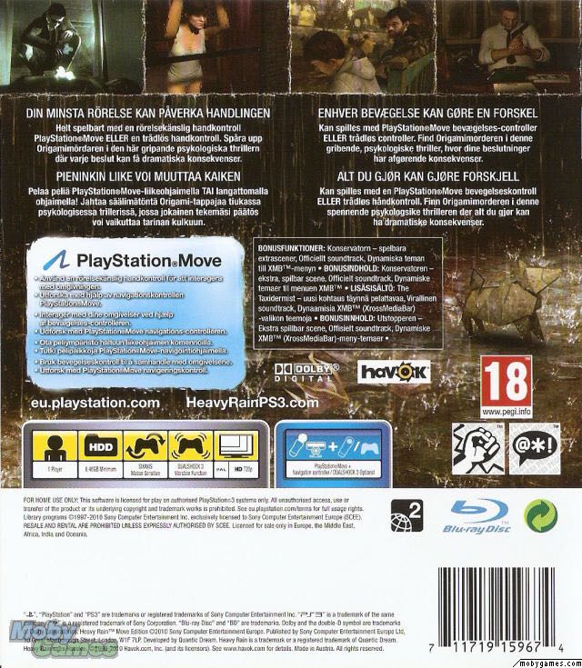 Heavy Rain - Sony PlayStation 3 (PS3) (Sony Comptuter Entertainment - 1) video game collectible [Barcode 711719158875] - Main Image 2