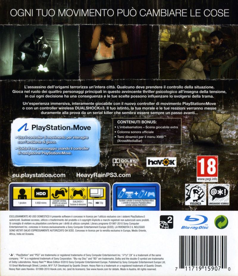 Heavy Rain Move Edition - Sony PlayStation 3 (PS3) (Sony Computer Entertainment - 1) video game collectible [Barcode 711719182887] - Main Image 2