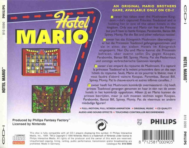 Hotel Mario - Philips CD-I (Boite Et Notice - 1) video game collectible [Barcode 731069026020] - Main Image 2