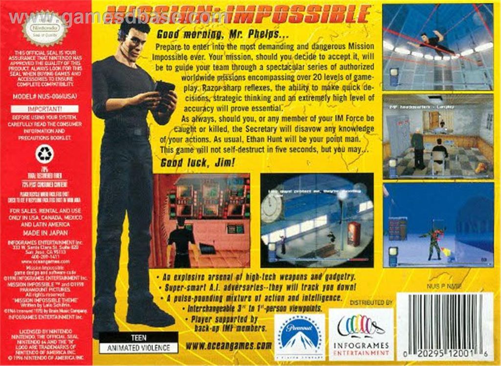 Mission: Impossible (CIB) - Nintendo 64 (N64) (Ocean - 1) video game collectible [Barcode 020295120016] - Main Image 2