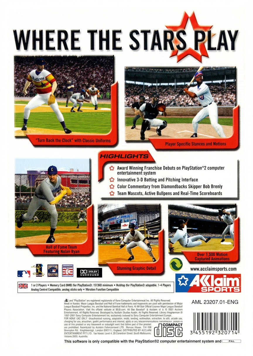 All-Star Baseball 2002 - Sony PlayStation 2 (PS2) (Acclaim Entertainment - 2) video game collectible [Barcode 3455192320714] - Main Image 2