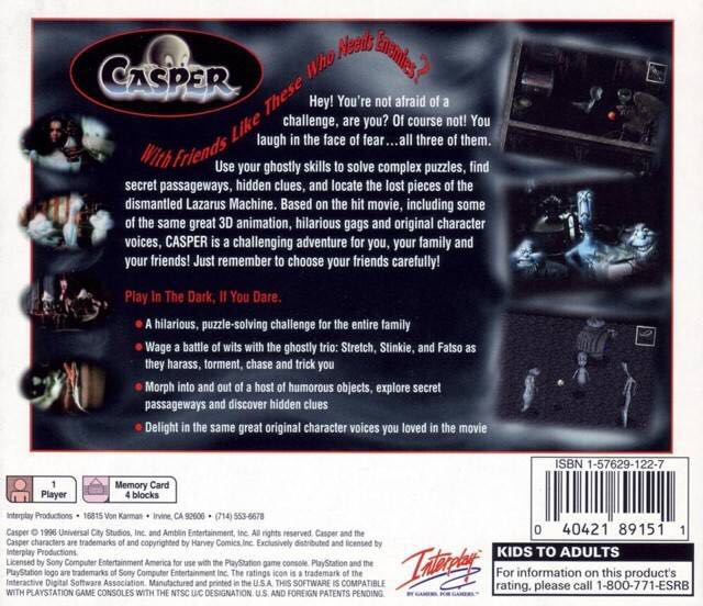Casper - Sony PlayStation (Interplay - 1) video game collectible [Barcode 5026102282507] - Main Image 2