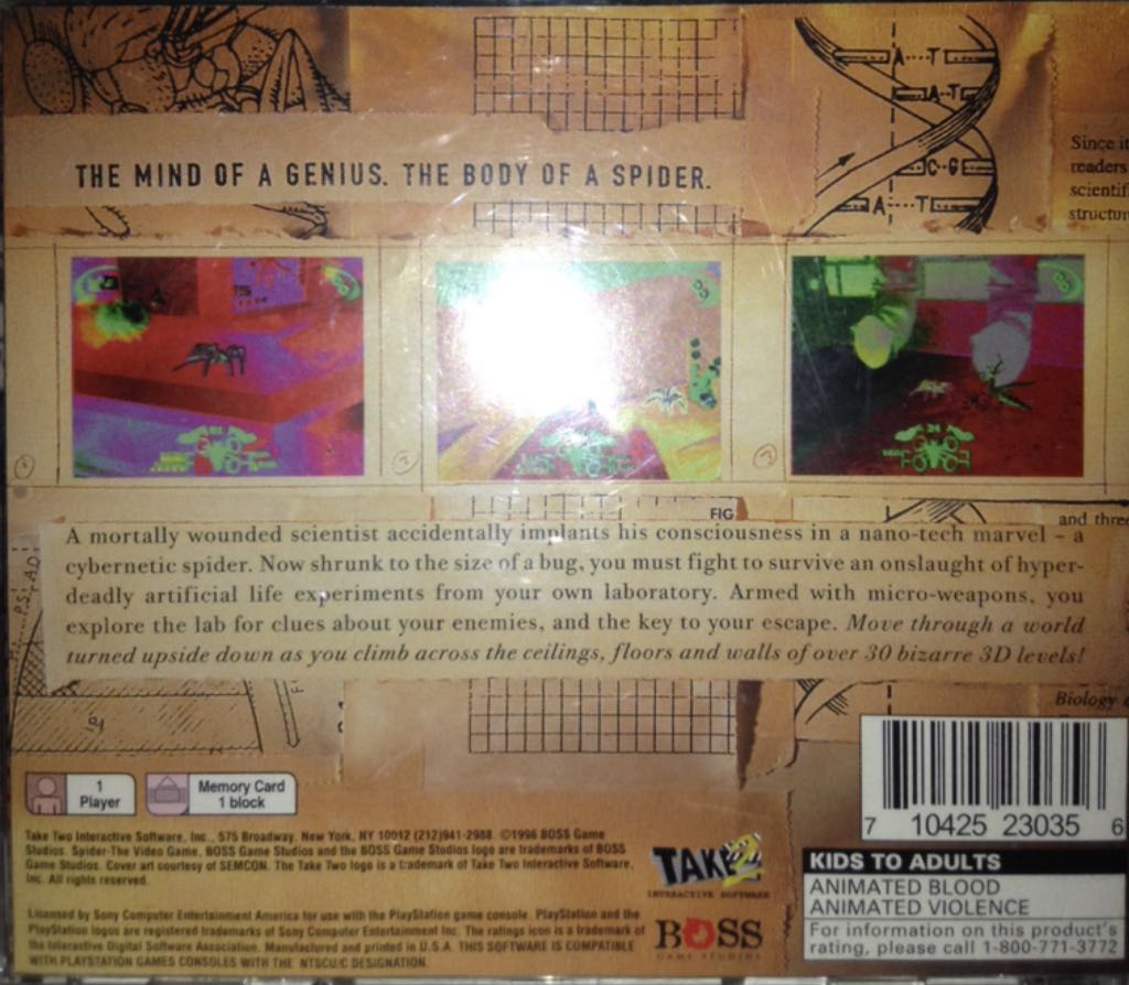 Spider:  The Video Game - Sony PlayStation (Take Two Interactive - 1) video game collectible [Barcode 710425230356] - Main Image 2