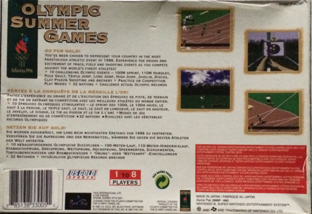 Olympic Summer Games - Nintendo Super Nintendo Entertainment System (SNES) video game collectible - Main Image 2