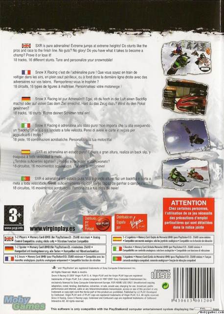 Ski-doo Snow X Racing - Sony PlayStation 2 (PS2) (Valcon Games - 2) video game collectible [Barcode 853333001158] - Main Image 2