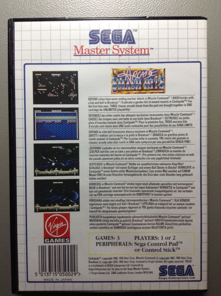 Arcade Smash Hits - Sega Master System (Sega - 2) video game collectible [Barcode 5013715050029] - Main Image 2