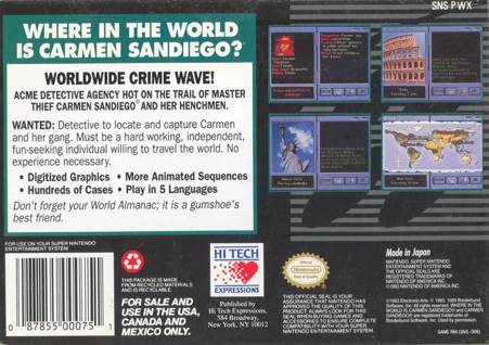 Where in the World is Carmen Sandiego? - Sega Genesis (Mega Drive) (Electronic Arts - 1) video game collectible [Barcode 014633071610] - Main Image 2