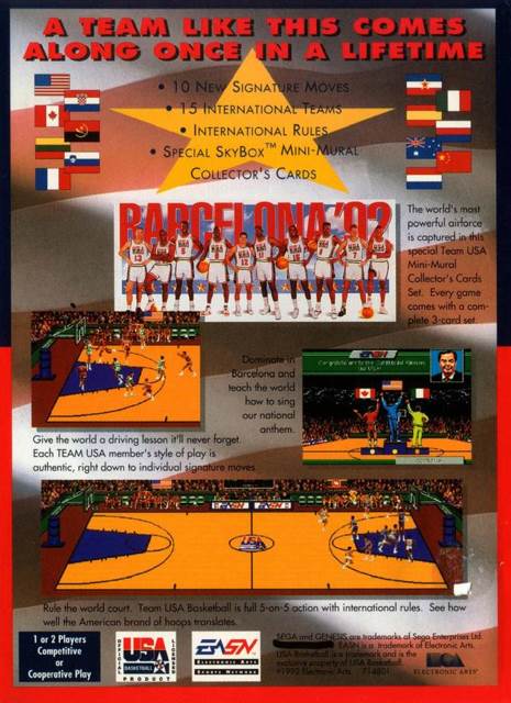 Team USA Basketball - Sega Genesis (Mega Drive) (Electronic Arts - 1-2) video game collectible [Barcode 014633071481] - Main Image 2