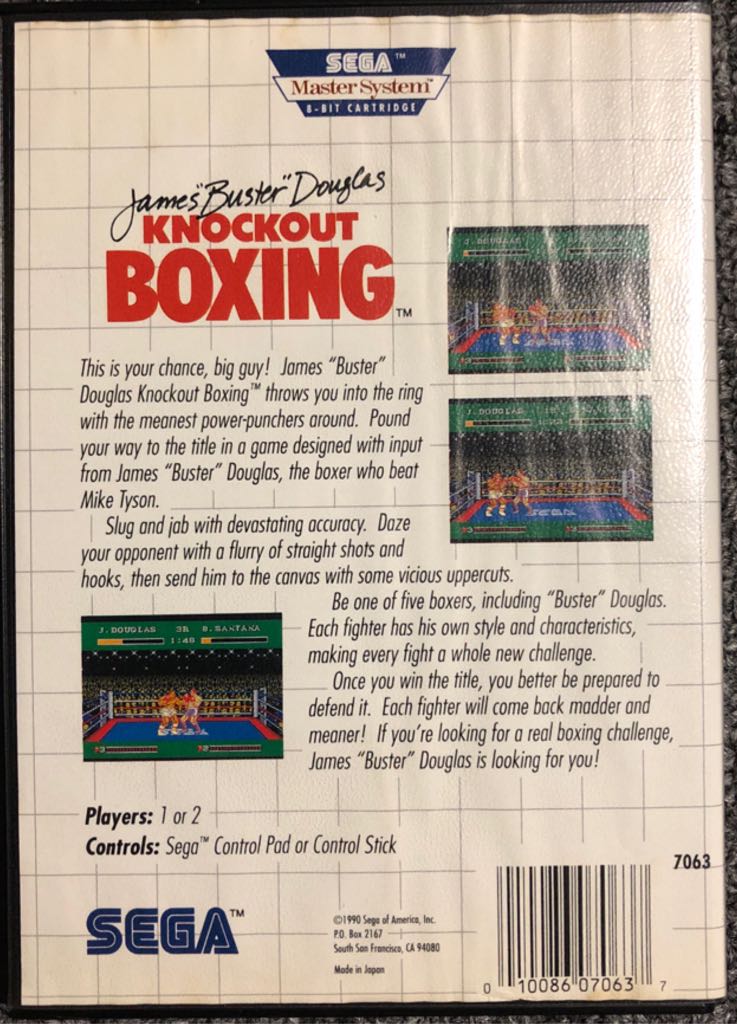 James ”Buster” Douglas Knockout Boxing - Sega Master System video game collectible [Barcode 010086070637] - Main Image 2
