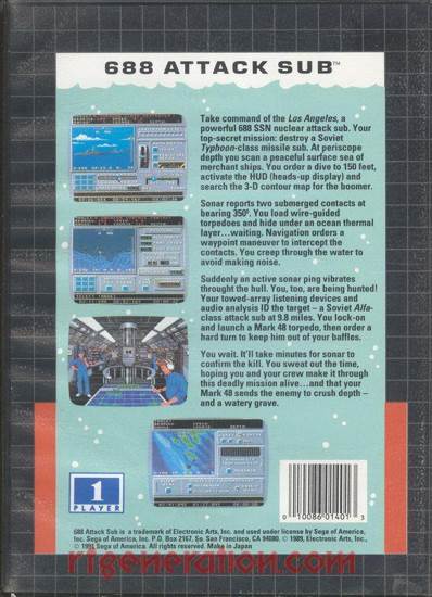 688 Attack Sub - Sega Genesis (Mega Drive) (Electronic Arts / SEGA - 1) video game collectible [Barcode 010086014013] - Main Image 2