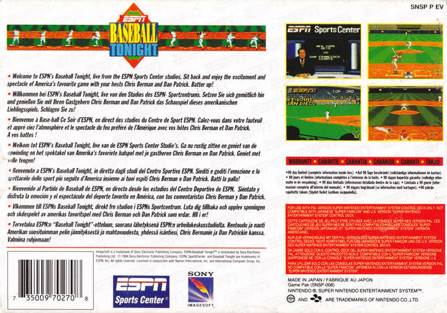 ESPN Baseball Tonight - Nintendo Super Nintendo Entertainment System (SNES) (Sony Imagesoft - 2) video game collectible - Main Image 2