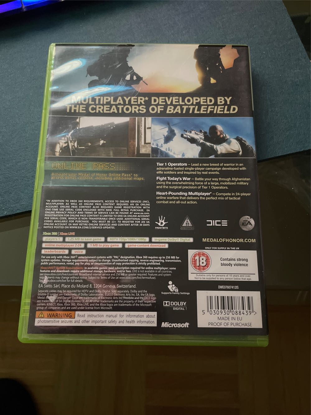 Medal Of Honor - Microsoft Xbox 360 (EA - 1) video game collectible [Barcode 5030930088439] - Main Image 2