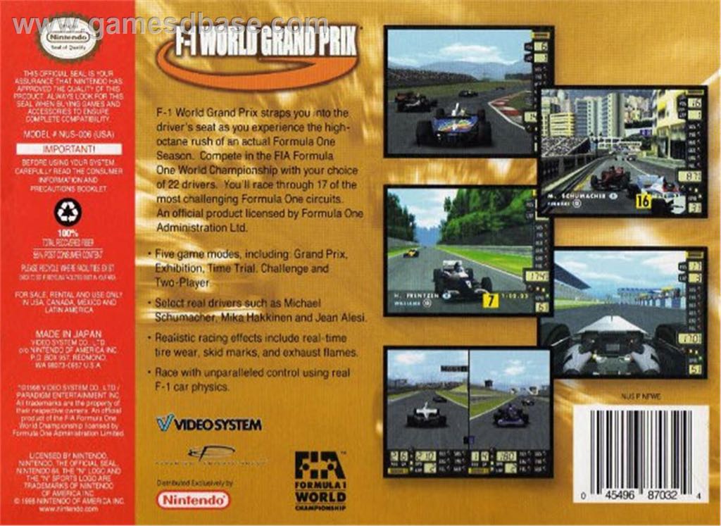 F-1 World Grand Prix - Nintendo 64 (N64) (Video System) video game collectible - Main Image 2