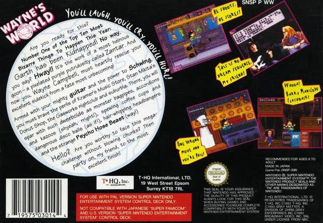 Waynes World - Nintendo Super Nintendo Entertainment System (SNES) video game collectible - Main Image 2