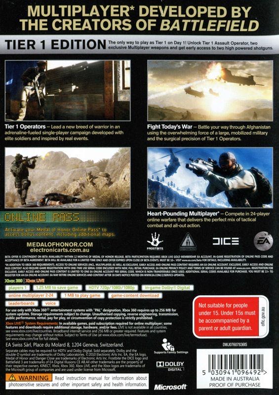Medal Of Honor: Tier 1 Edition - Microsoft Xbox 360 (Electronic Arts - 1-24) video game collectible [Barcode 5030932096494] - Main Image 2