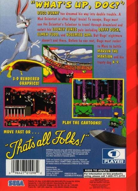Bugs Bunny in Double Trouble - Sega Genesis (Mega Drive) (Sega - 1) video game collectible [Barcode 010086018400] - Main Image 2