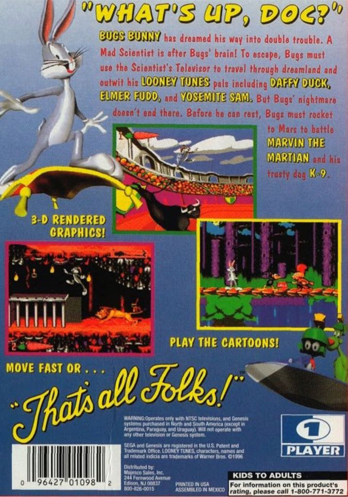 Bugs Bunny in Double Trouble - Sega Mega Drive (Sega - 1) video game collectible [Barcode 4974365618407] - Main Image 2