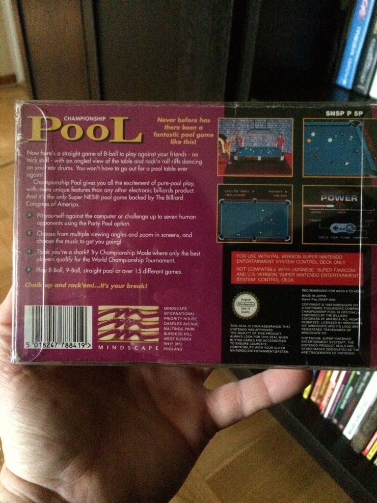 Championship Pool - Nintendo Super Nintendo Entertainment System (SNES) (Mindacape) video game collectible [Barcode 5018247788419] - Main Image 2