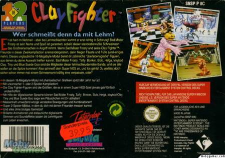 Clay Fighter - Nintendo Super Nintendo Entertainment System (SNES) (Interplay - 2) video game collectible [Barcode 040421820115] - Main Image 2