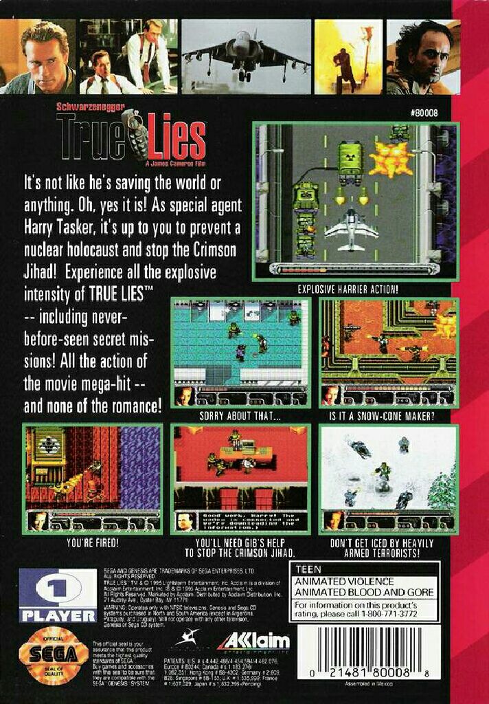 True Lies - Sega Genesis (Mega Drive) video game collectible - Main Image 2