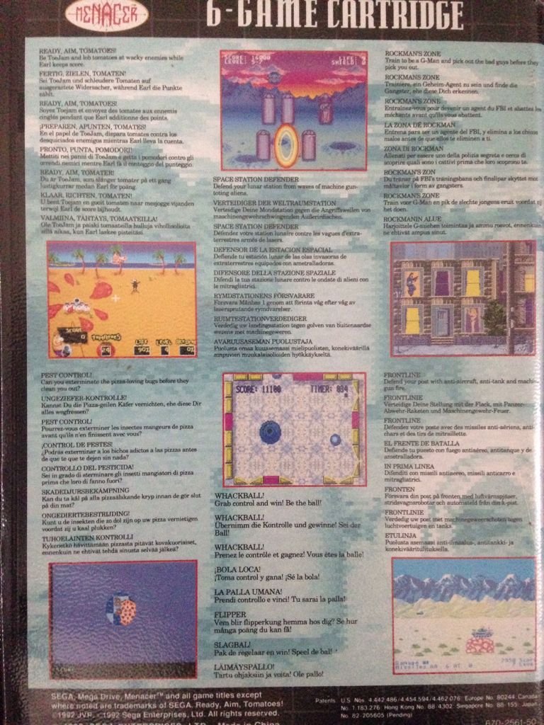 Menacer 6-Game Cartridge - Sega Genesis (Mega Drive) (Sega - 1-2) video game collectible [Barcode 010086016581] - Main Image 2