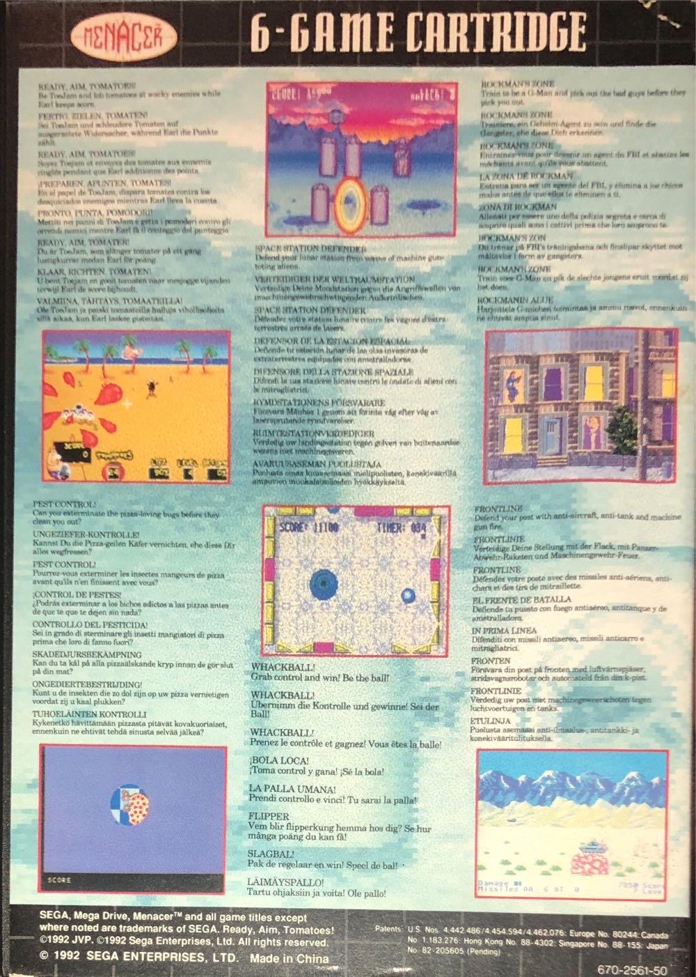 Menacer 6-Game Cartridge - Sega Mega Drive (Sega - 1) video game collectible - Main Image 2