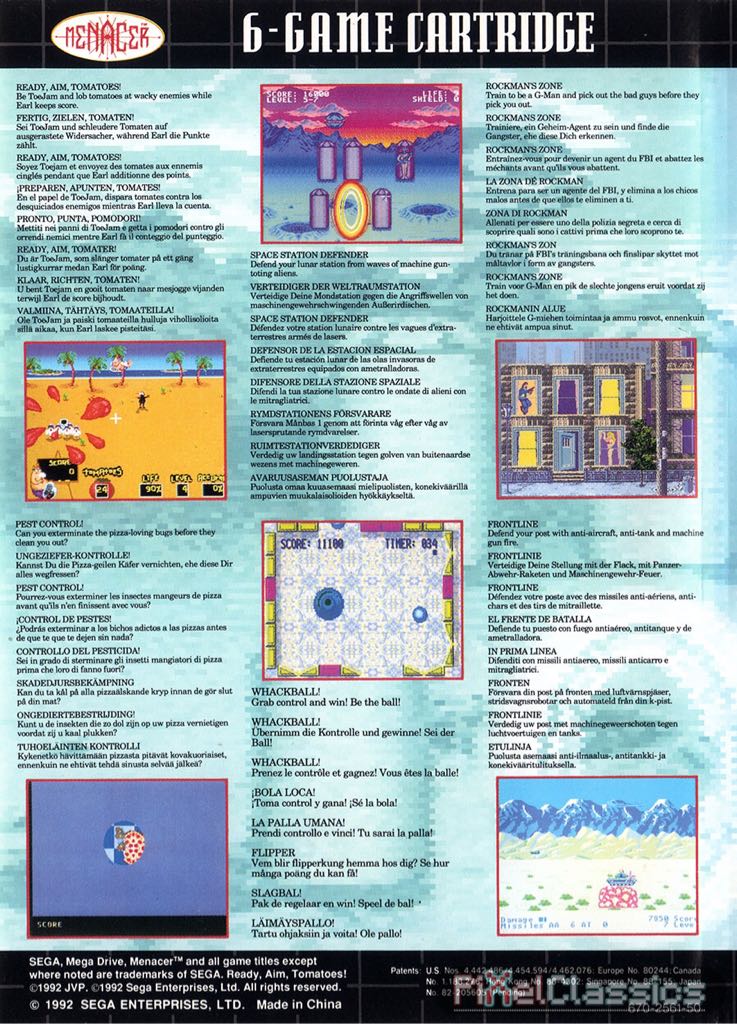 Menacer 6-Game Cartridge - Sega Mega Drive (Sega - 1) video game collectible - Main Image 2