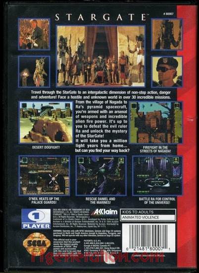 Stargate - Sega Genesis (Mega Drive) (Akklaim Entertainment - 1) video game collectible [Barcode 021481800071] - Main Image 2