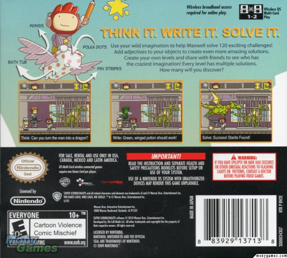 Super Scribblenauts - Nintendo DS (WB Games) video game collectible [Barcode 8392915390] - Main Image 2
