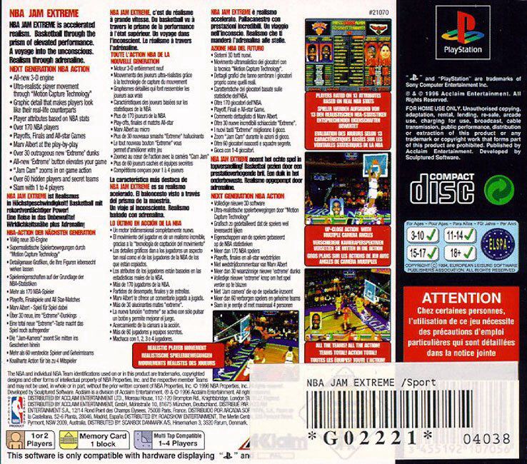 NBA Jam Extreme - Sony PlayStation (Acclaim Entertainment - 4) video game collectible [Barcode 3455192107056] - Main Image 2