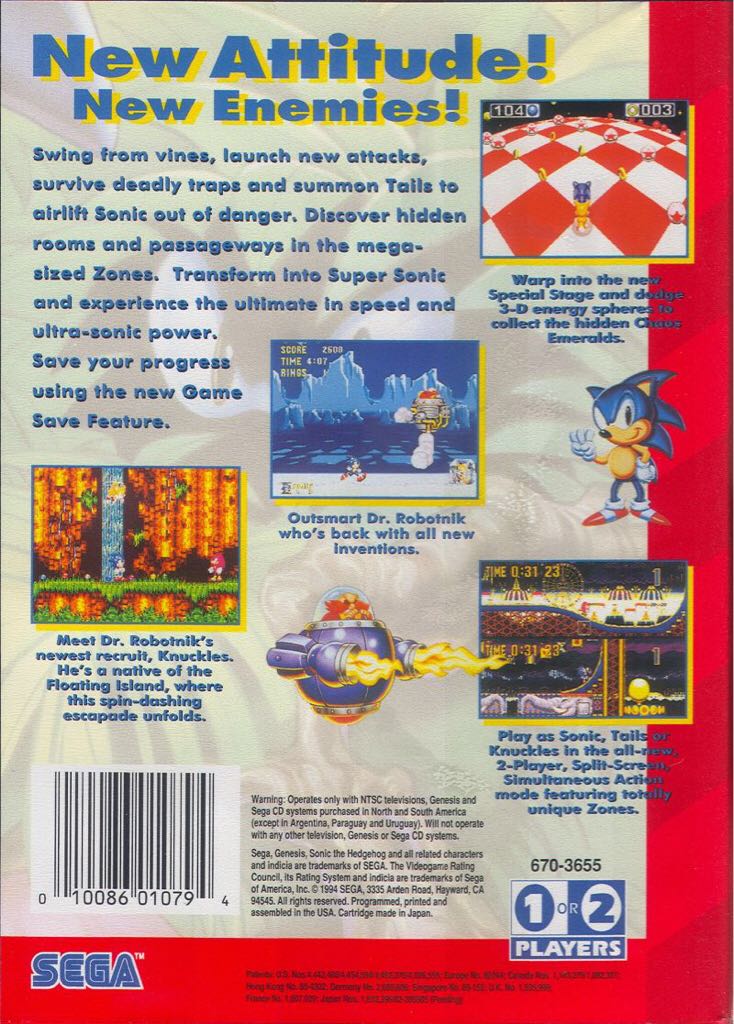 Sonic The Hedgehog 3 - Sega Genesis (Mega Drive) (Sega - 1-2) video game collectible - Main Image 2