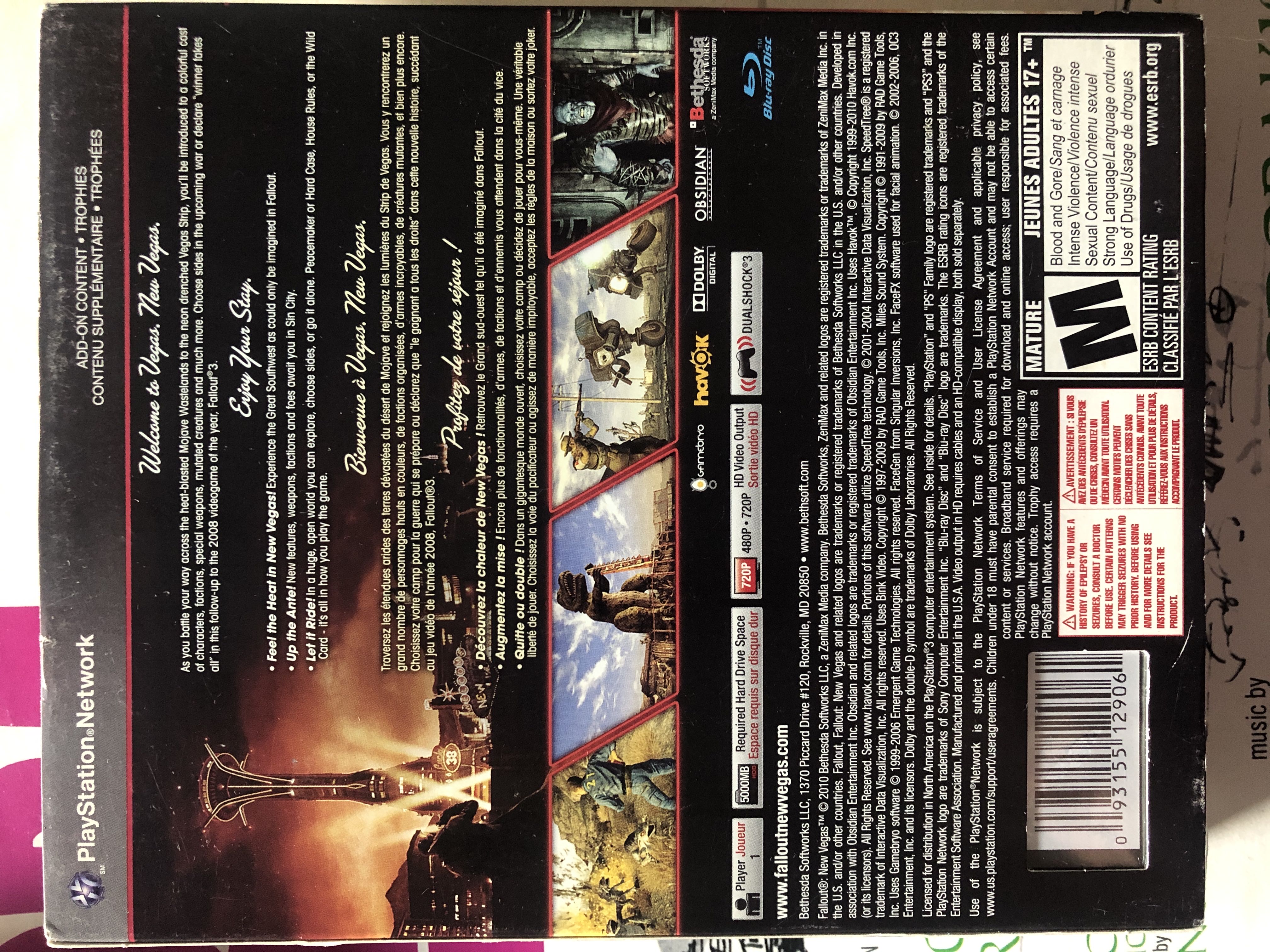 Fallout New Vegas - Sony PlayStation 3 (PS3) (Bethesda Softworks) video game collectible [Barcode 0093155124844] - Main Image 2